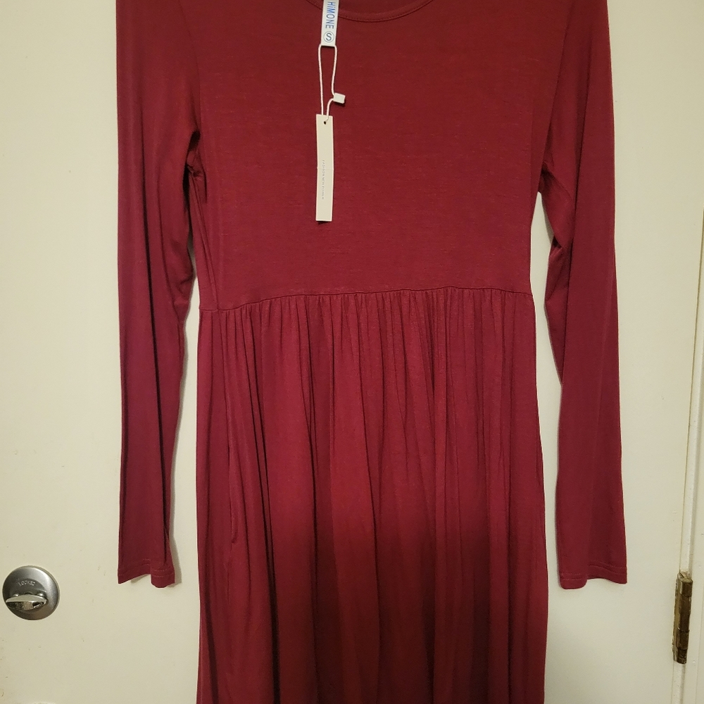 NEW Long sleeve Burgundy dress, size small